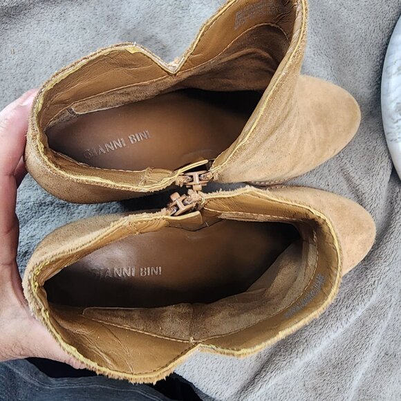 Gianni Bini Shoes Womens Size 9 Brown Suede Chunky Heel Side Zip Ankle Booties * - Picture 10 of 13